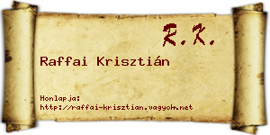 Raffai Krisztián névjegykártya